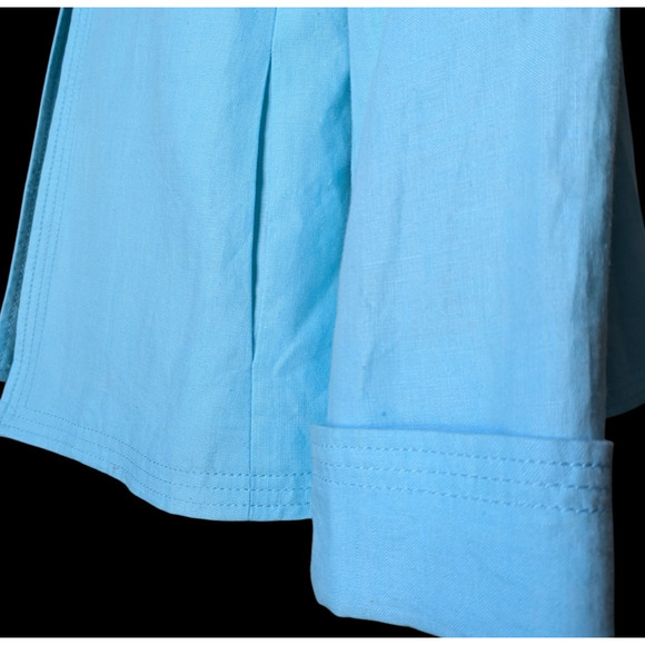 Talbots Turquoise Blue Blazer Jacket Size 10 New 100% Linen Open Front Pockets - Picture 5 of 7